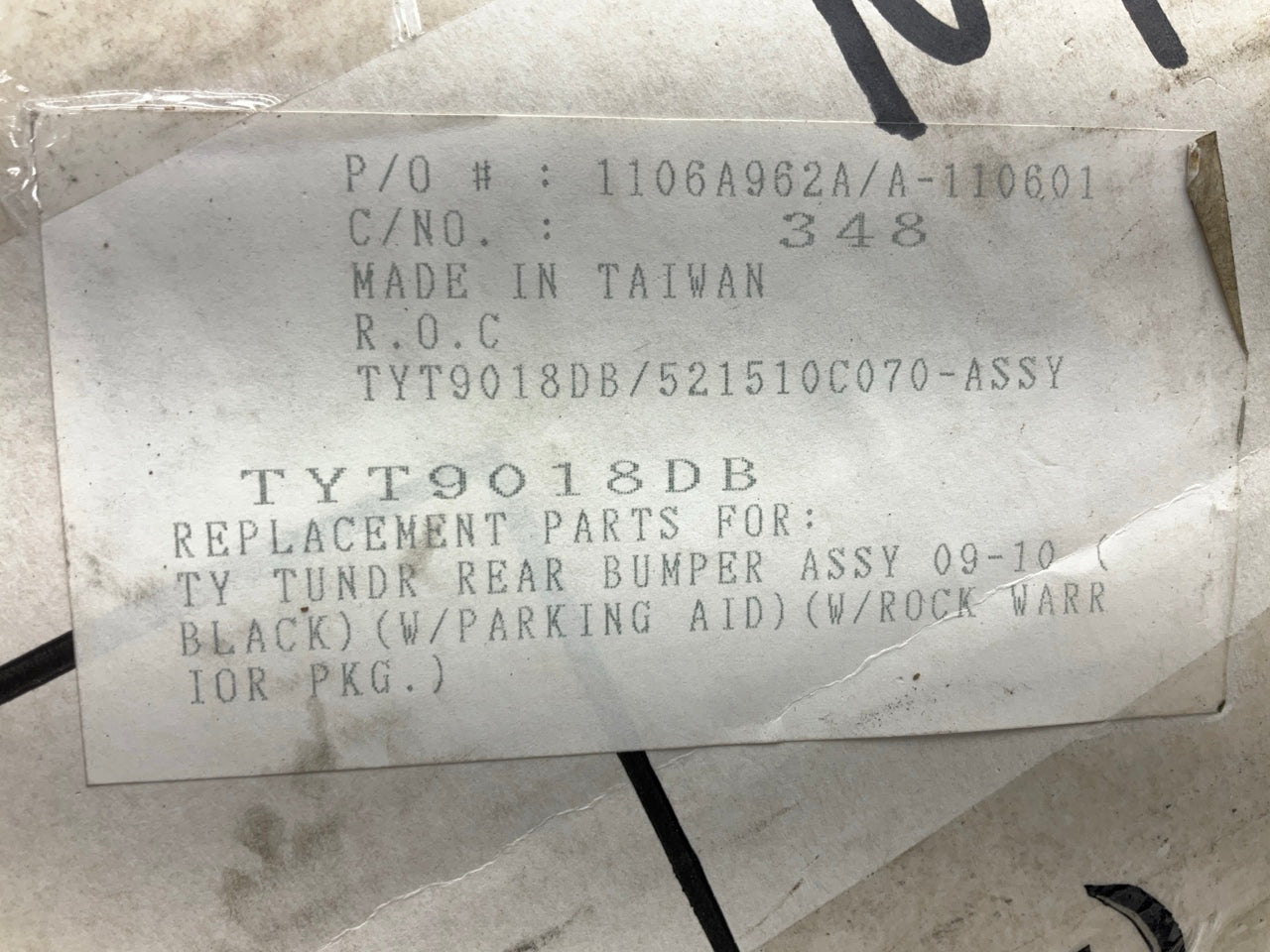NEW - AFTERMARKET TO1103118 Rear Bumper For 2007-13 Toyota Tundra W/ SENSOR HOLE