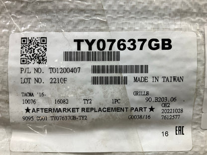 NEW TO1200407  2016-2022 Toyota Tacoma Front Upper Grille Assembly Matte Black