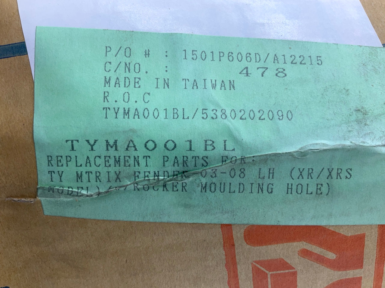 SCRATCHED - TYMA001BL Front Left Driver Side Fender For 2003-2008 Toyota Matrix