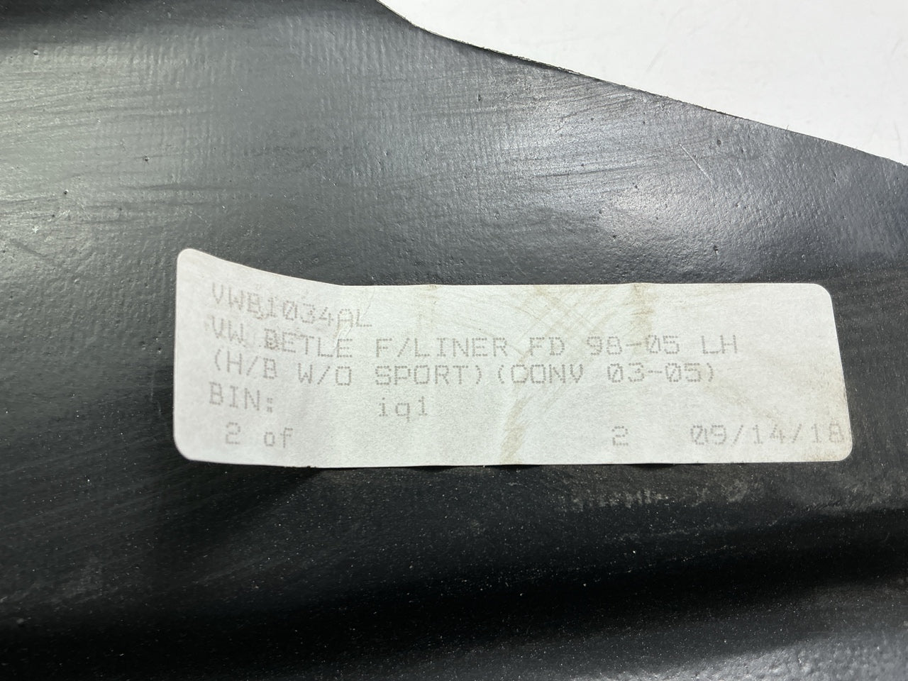 NEW AFTERMARKET Front Left Fender Liner For 1998-2006 Volkswagen Beetle