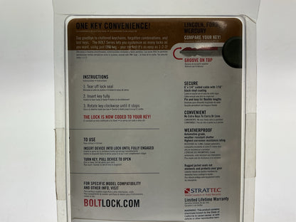 Bolt 7018451 6' Cable Lock For Ford, Lincoln & Mercury, 1/4'' Black Vinyl Coated