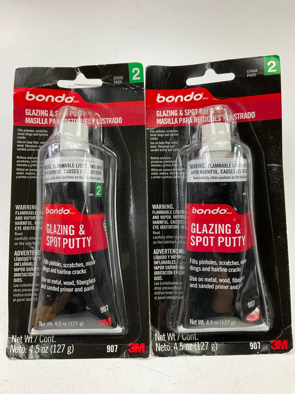 (2) PACKS -  Bondo 907 Glazing And Spot Putty - 4.5 Oz
