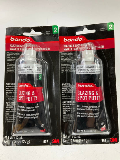 (2) PACKS -  Bondo 907 Glazing And Spot Putty - 4.5 Oz