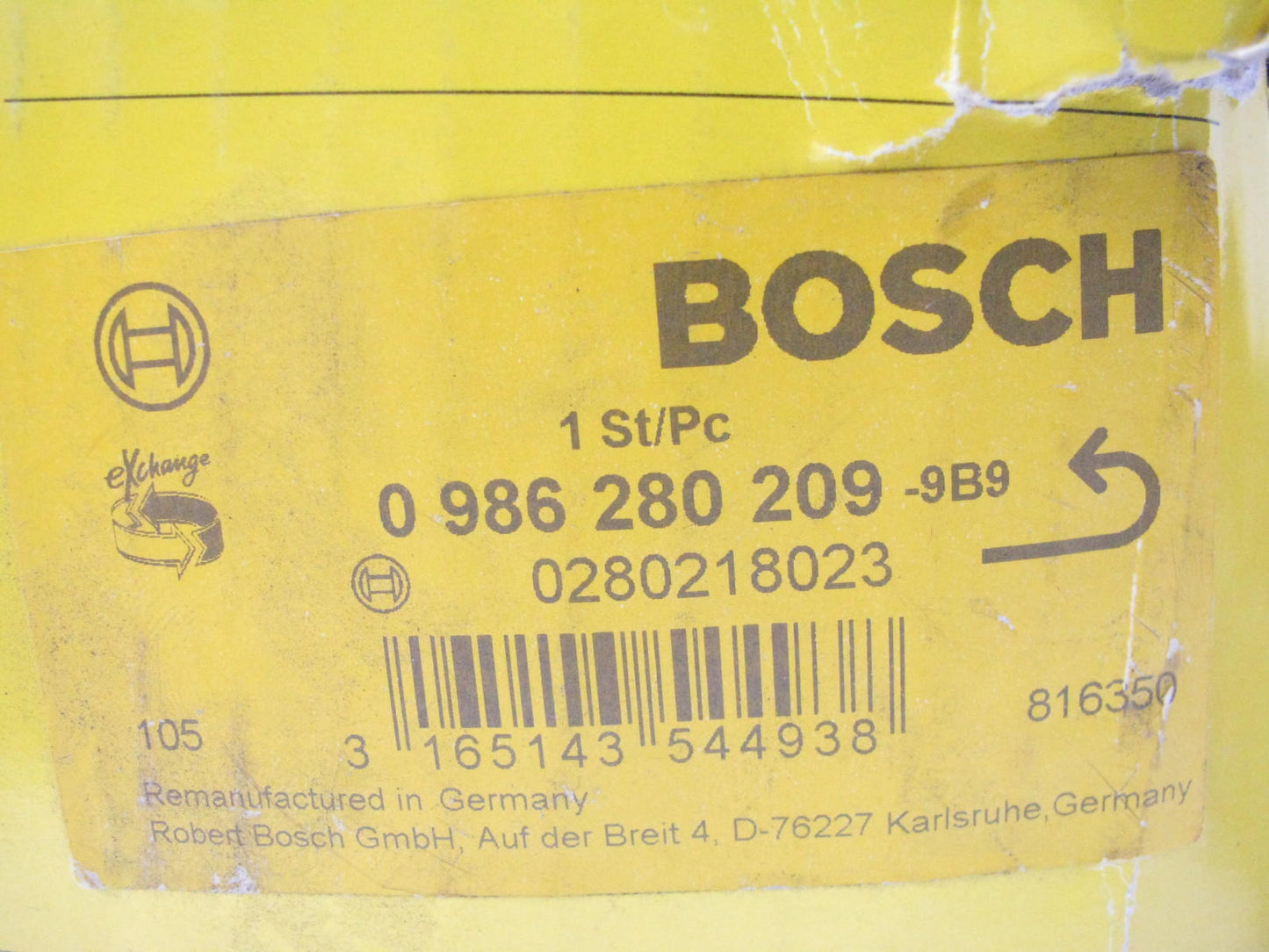 Reman Bosch 0986280209  Mass Air Flow Sensor For 2000-2002 Volkswagen Cabrio