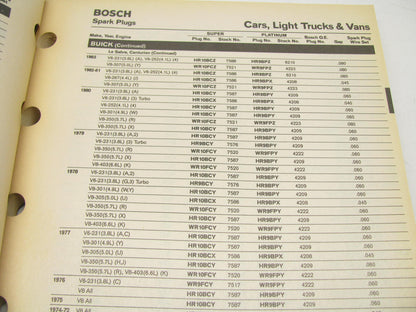 Vintage 1995 Bosch 221101 Spark Plug Parts Catalog - Truck, Car, Industrial Apps