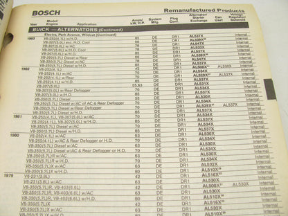 Bosch 221130 Reman Alternators & Starters Catalog - 1995, 453 Pages