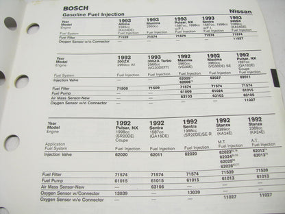 Bosch 221132S Fuel Injection Parts Catalog For Japanese Vehicles - 1995, 17 PGS