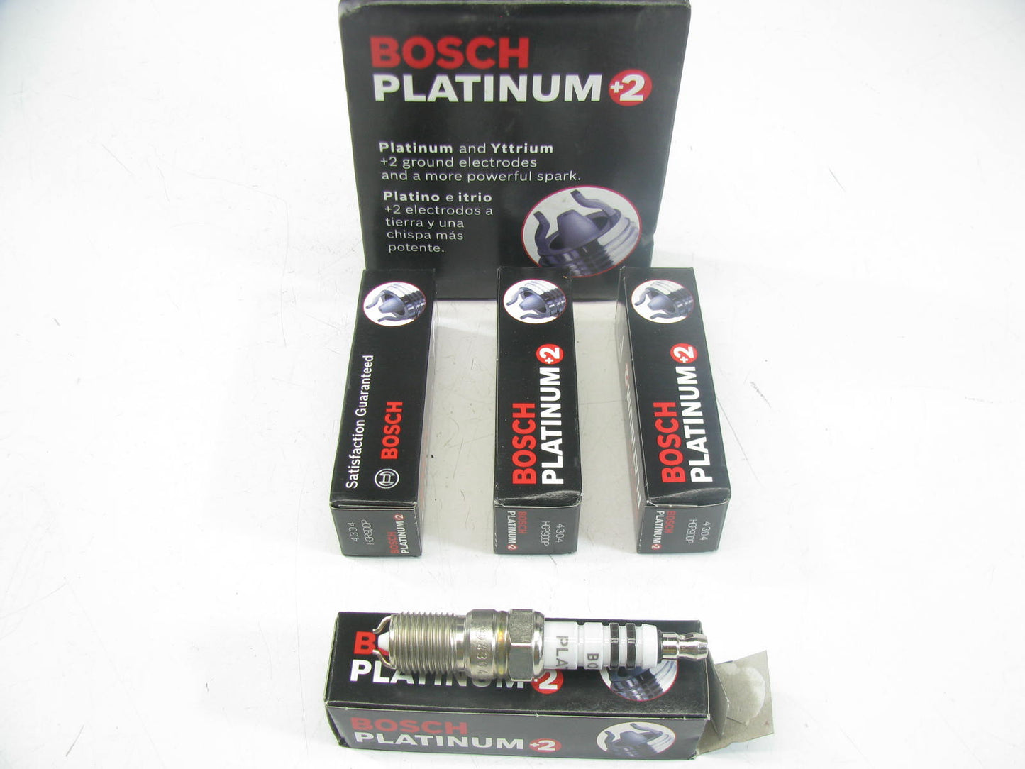 (4) Bosch 4304 Ignition Spark Plugs - Platnium +2