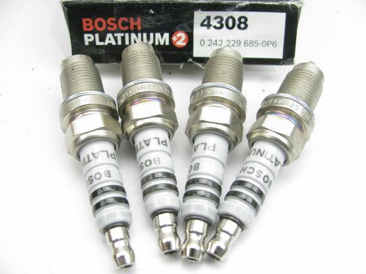 (4) Bosch 4308 Platinum +2 Spark Plugs