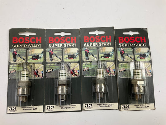 (4) Bosch 7807 Small Engine Lawn Mower Spark Plugs - Replaces Champion CJ14