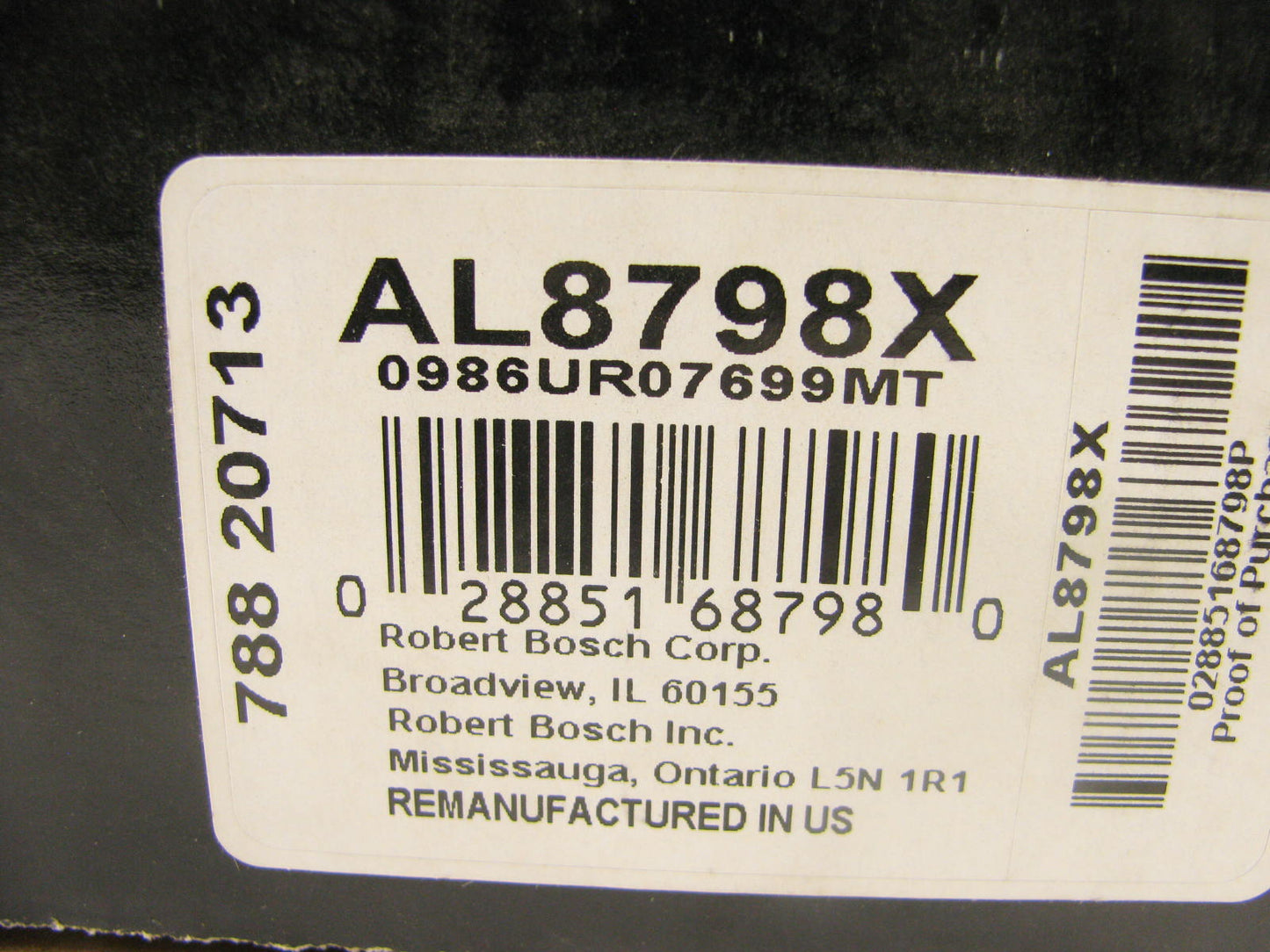 REMAN. Bosch AL8798X Alternator