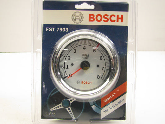 Bosch FST7903 3-3/8'' Sun Super Tach II Tachometer White / Chrome Bezel