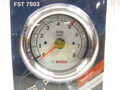 Bosch FST7903 3-3/8'' Sun Super Tach II Tachometer White / Chrome Bezel