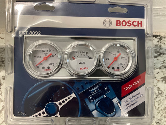 Bosch FST8092 Style Line 1-1/2'' Oil Pressure/Water Pressure/Voltmeter Gauge Set