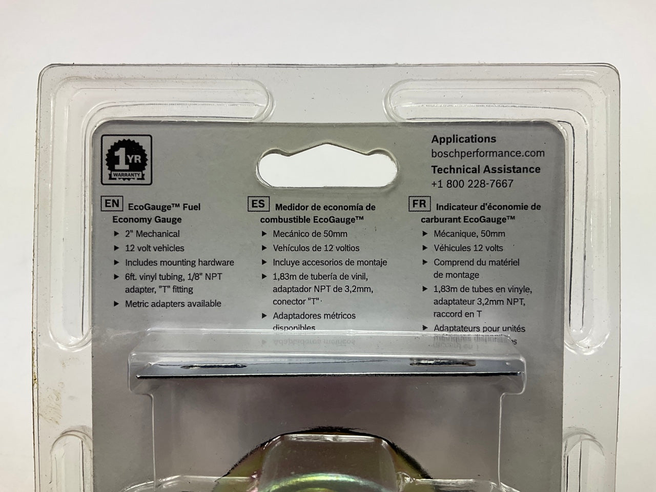 Bosch FST8221 2'' Mechanical Eco Fuel Economy Gauge With Chrome Mounting Panel
