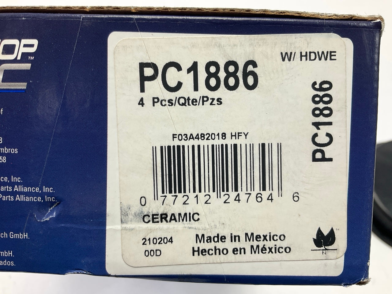 Bosch PC1886 FRONT Perfect Stop Ceramic Disc Brake Pads