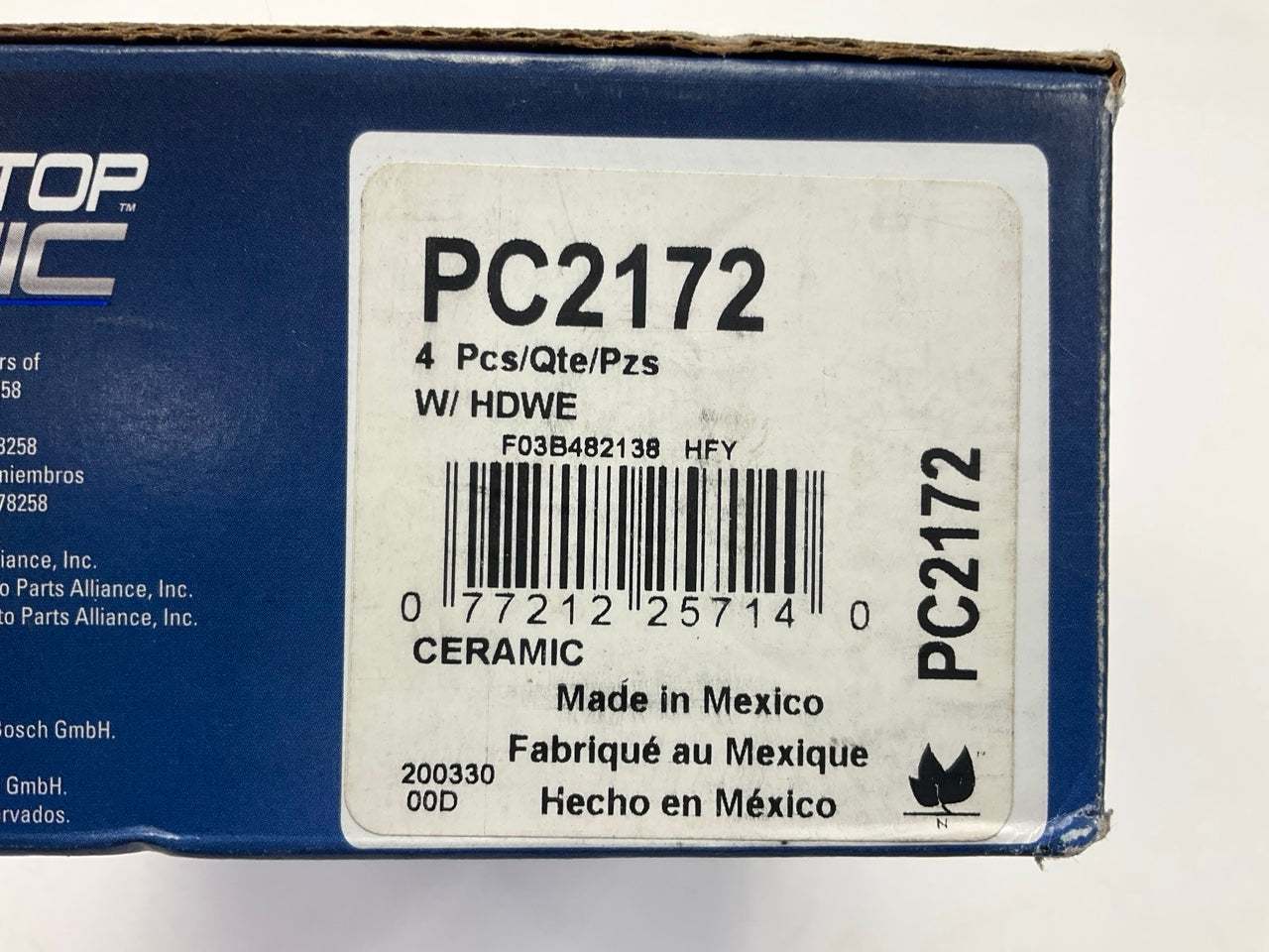 Bosch PC2172 REAR Perfect Stop Ceramic Disc Brake Pads For 2018-2022 Wrangler