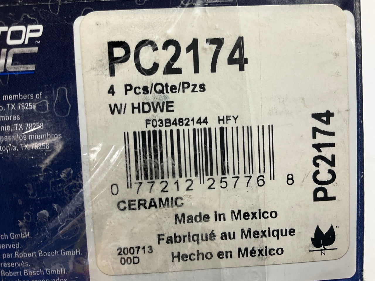 Bosch PC2174 REAR Perfect Stop Ceramic.Disc Brake Pads