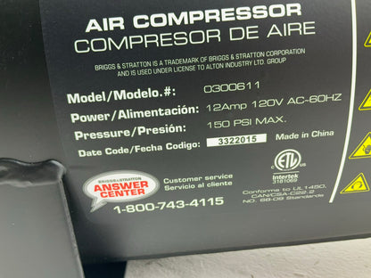 Briggs & Stratton 074024-00 6 Gallon Air Compressor, 150 Max PSI