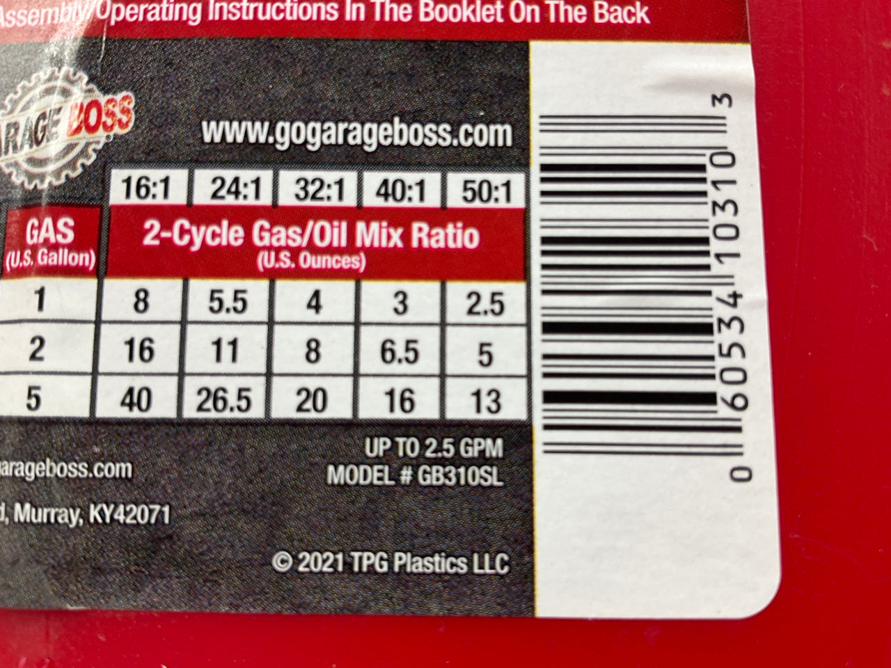 (5) Briggs & Stratton GB310 Press 'N Pour Gasoline Red Plastic Gas Cans 1 Gallon