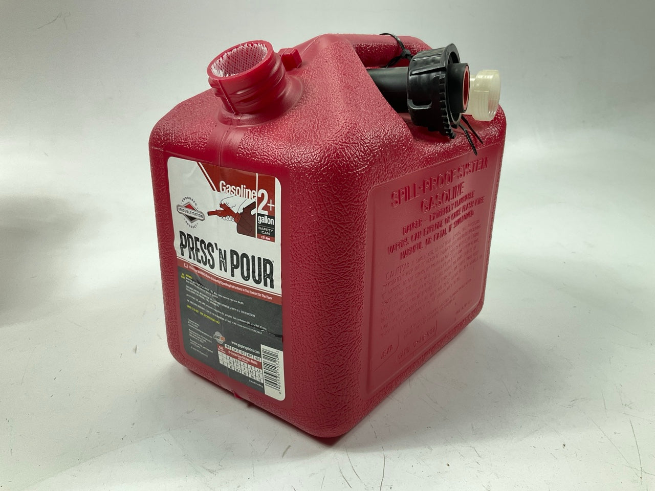 (5) Briggs & Stratton GB320 Press-N-Pour Fuel Gas Can Containers, 2 Gallon, Red