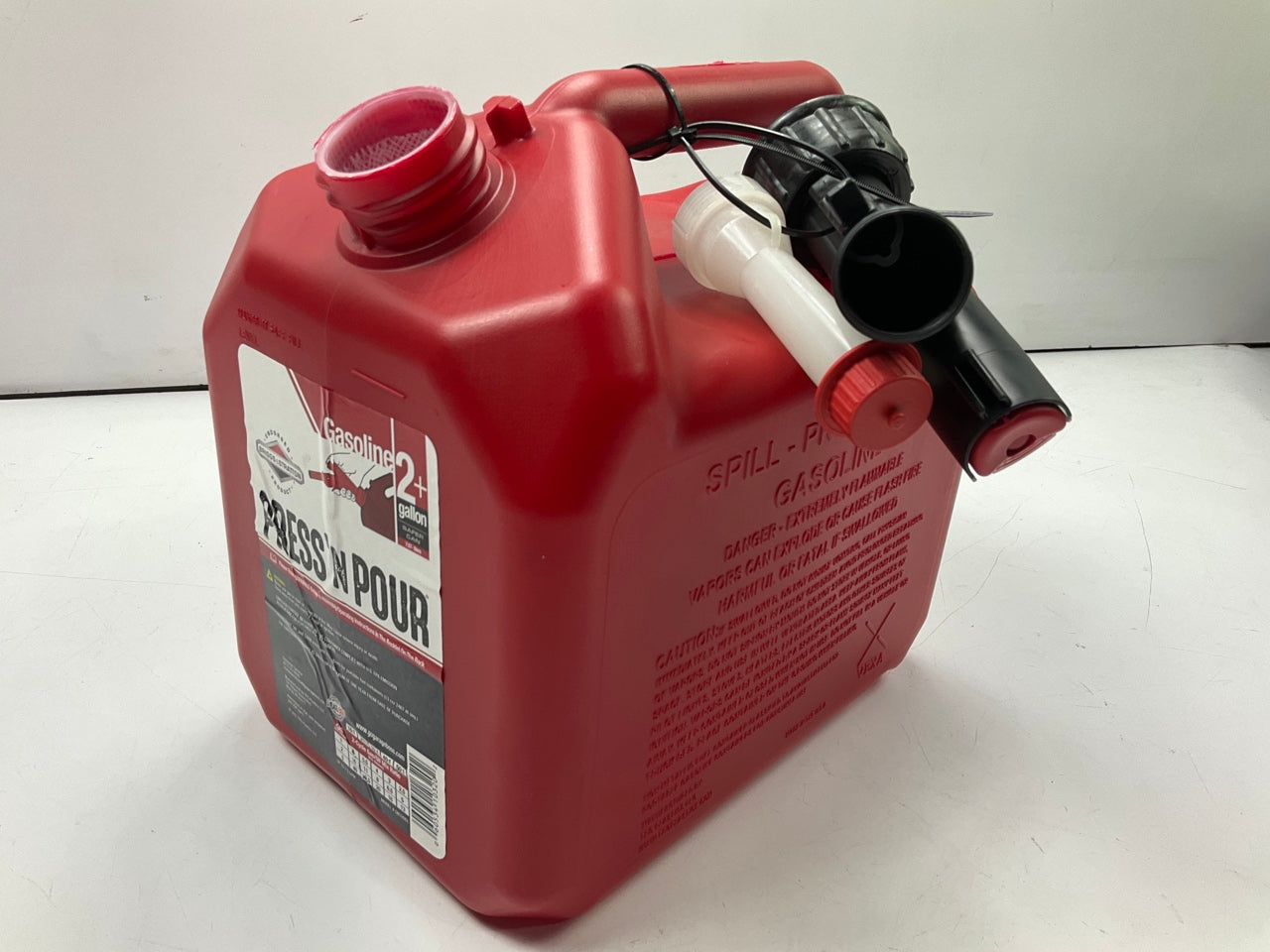 Briggs And Stratton GARAGE BOSS GB320SL Press N Pour Gas Can, 2+ Gallon, Red