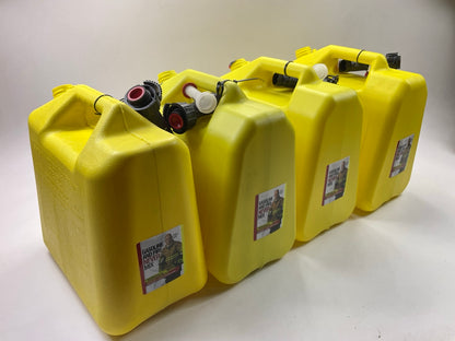 (4) Briggs & Stratton GB356SL 5 Gallon DIESEL Gas Fuel Tank Can, Yellow