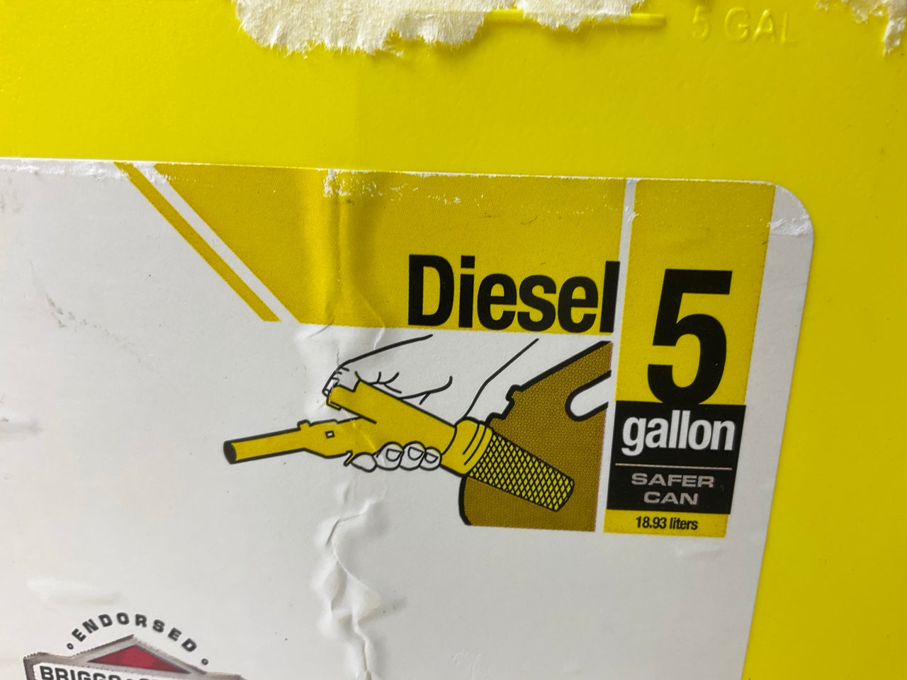 (4) Briggs & Stratton GB356SL 5 Gallon DIESEL Gas Fuel Tank Can, Yellow