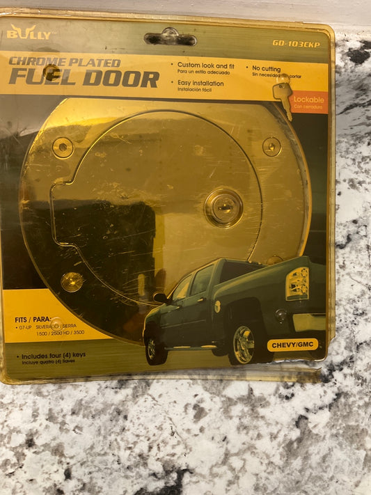 Bully Billet Aluminum Fuel Door; Chrome Plated With Lock For 2007-2013 Silverado