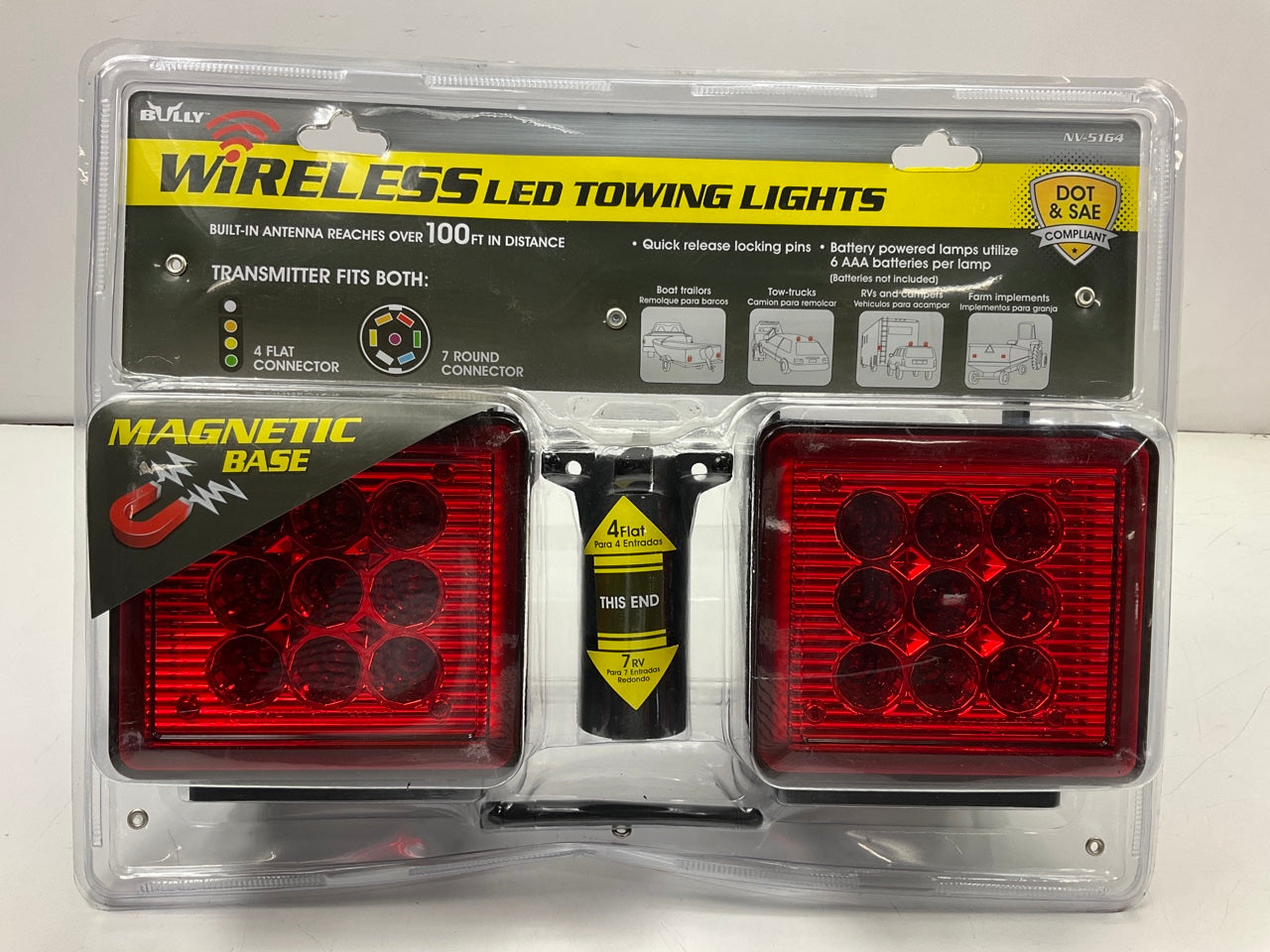 Bully NV-5164 Wireless Trailer Red LED Light Kit With Magnetic Base