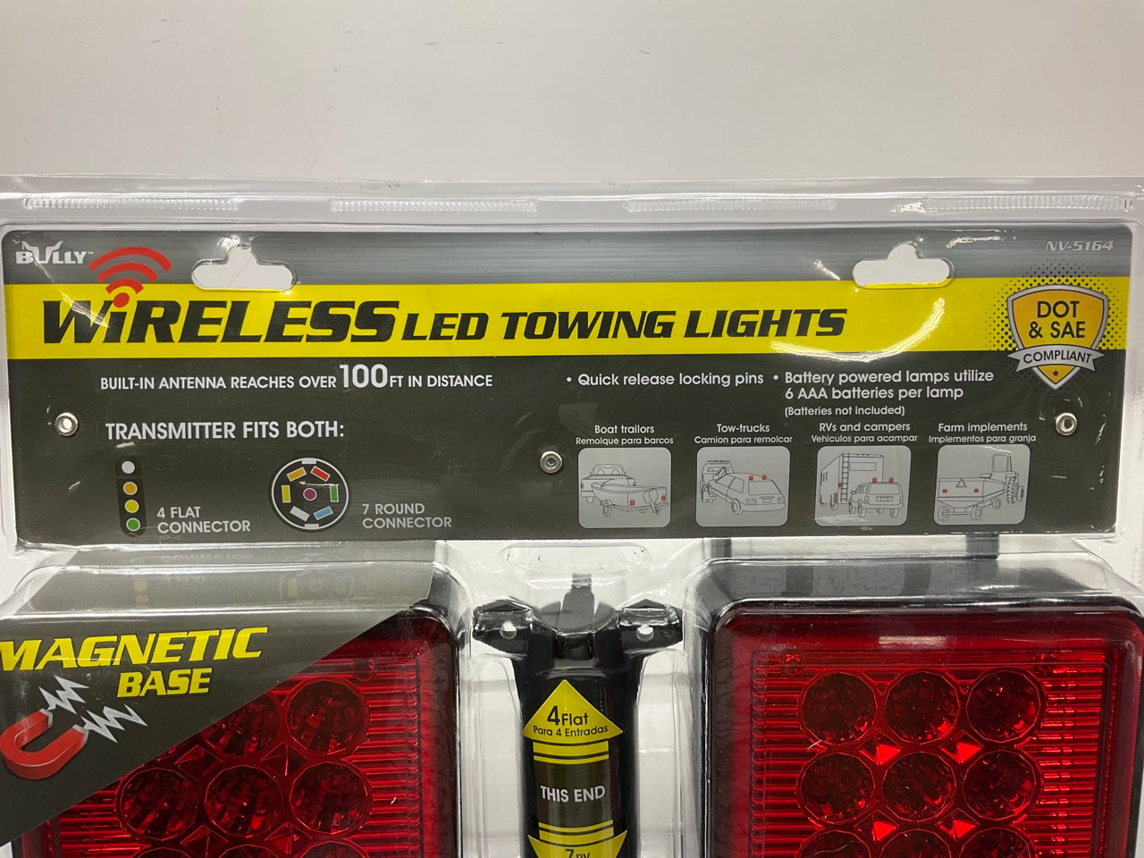 Bully NV-5164 Wireless Trailer Red LED Light Kit With Magnetic Base