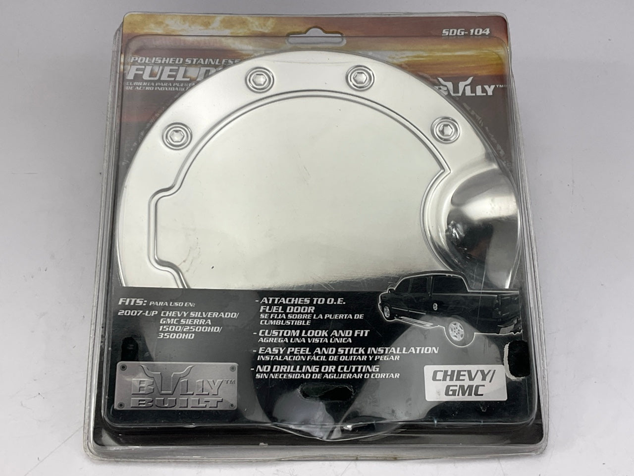 Bully SDG-104 Stainless Steel Fuel Door Cover - Stick-on Install