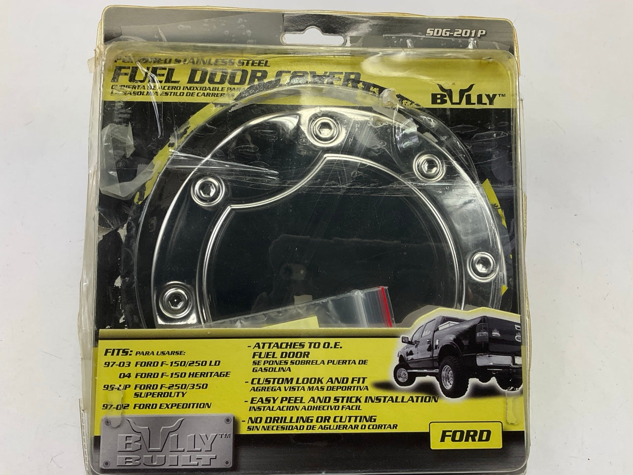 Bully SDG201 Polished Stainless Steel Fuel Filler Door Cover - Stick-On