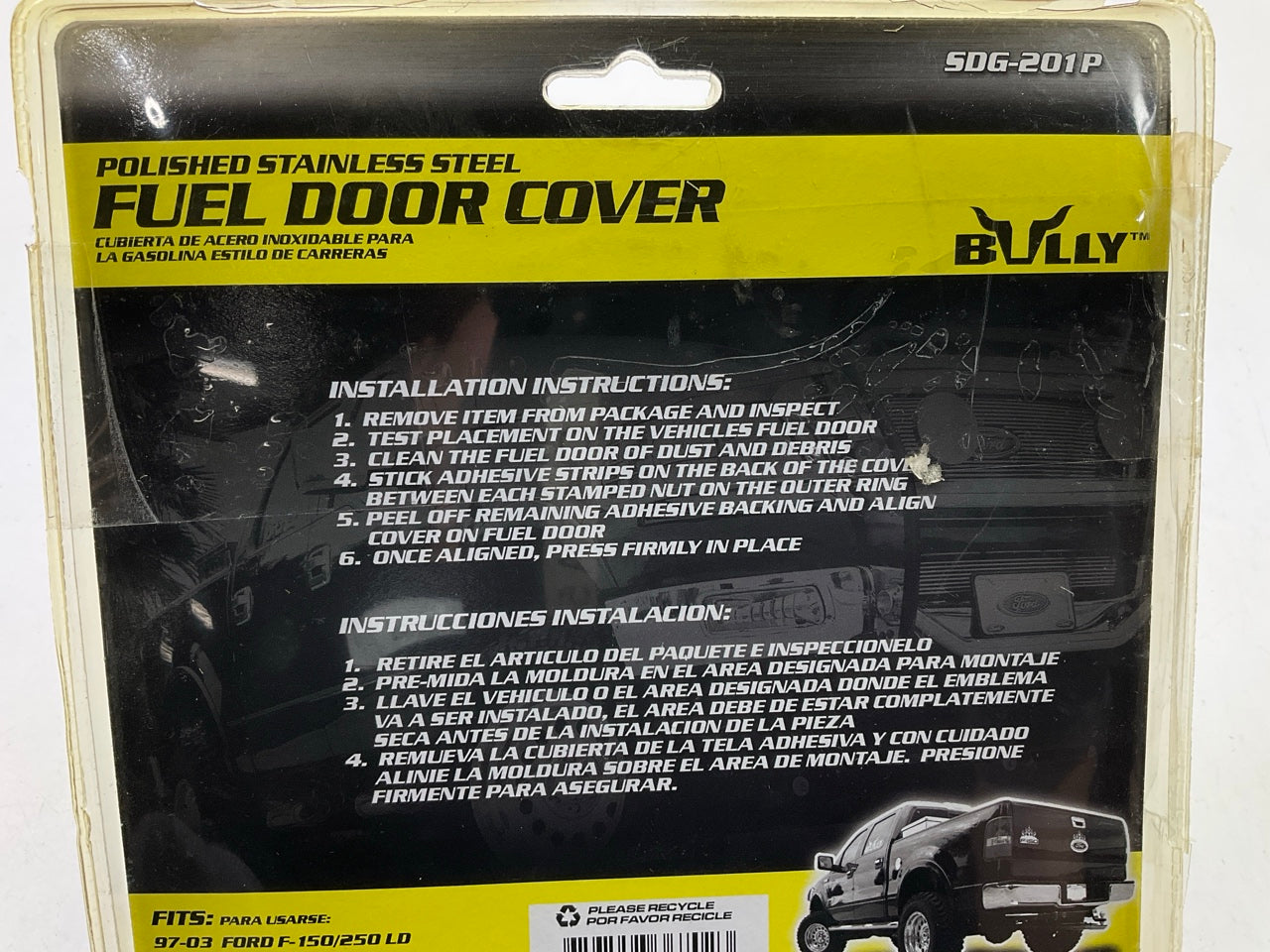 Bully SDG201 Polished Stainless Steel Fuel Filler Door Cover - Stick-On