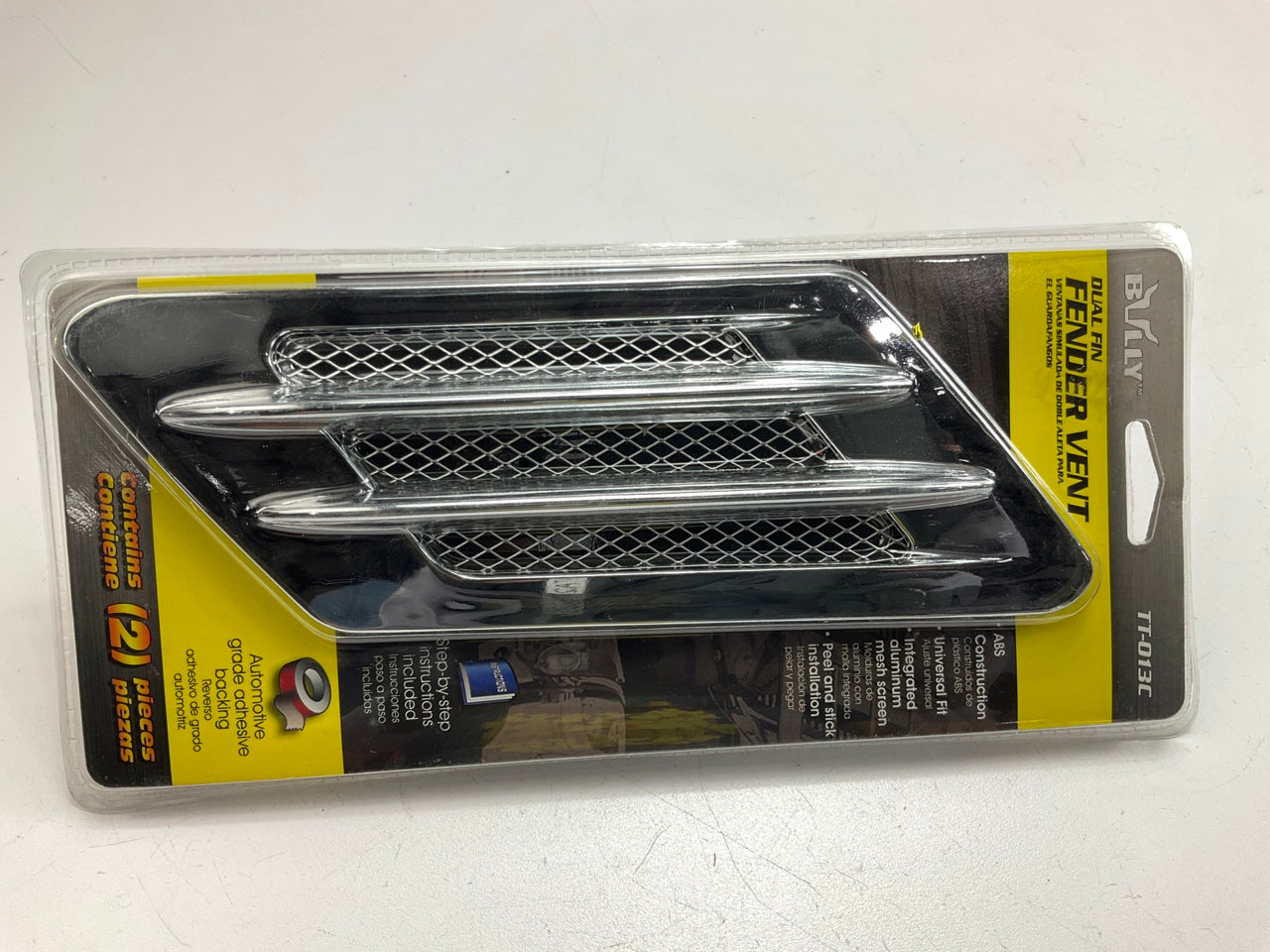 Bully TT-013C UNIVERSAL Stick-On Chrome Fender Dual Fin Air Vents (PAIR)