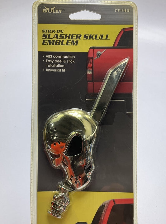 Bully TT-143 UNIVERSAL Stainless Steel Stick-on Slasher Skull Decal Emblem