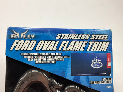 Bully TT-201 Ford Oval Tribal Flame Stick-on Decal Emblem - Stainless Steel 6''