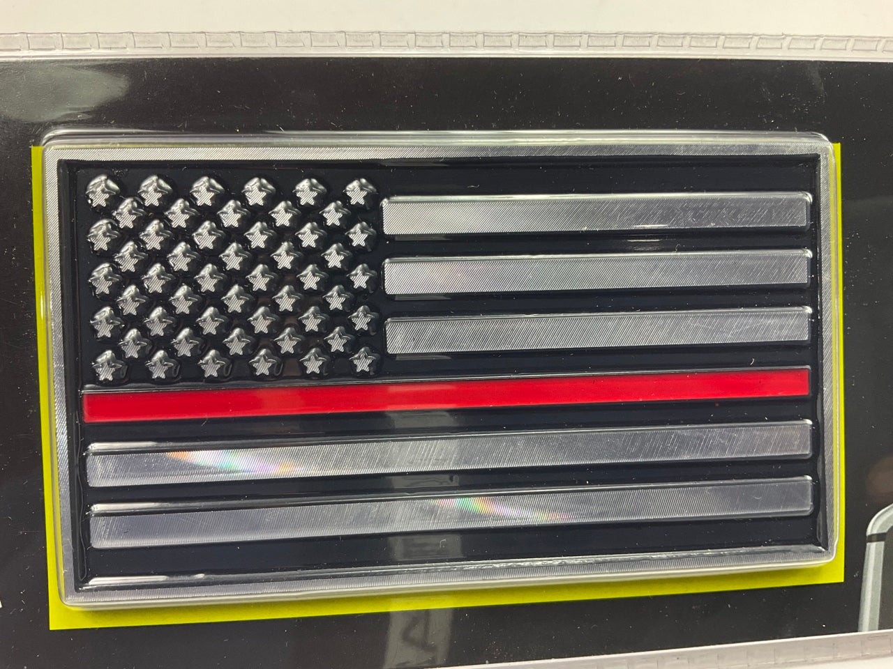 Bully TT-3821 USA Flag Thin Red Line Firefighter Aluminum Emblem With Red Stripe