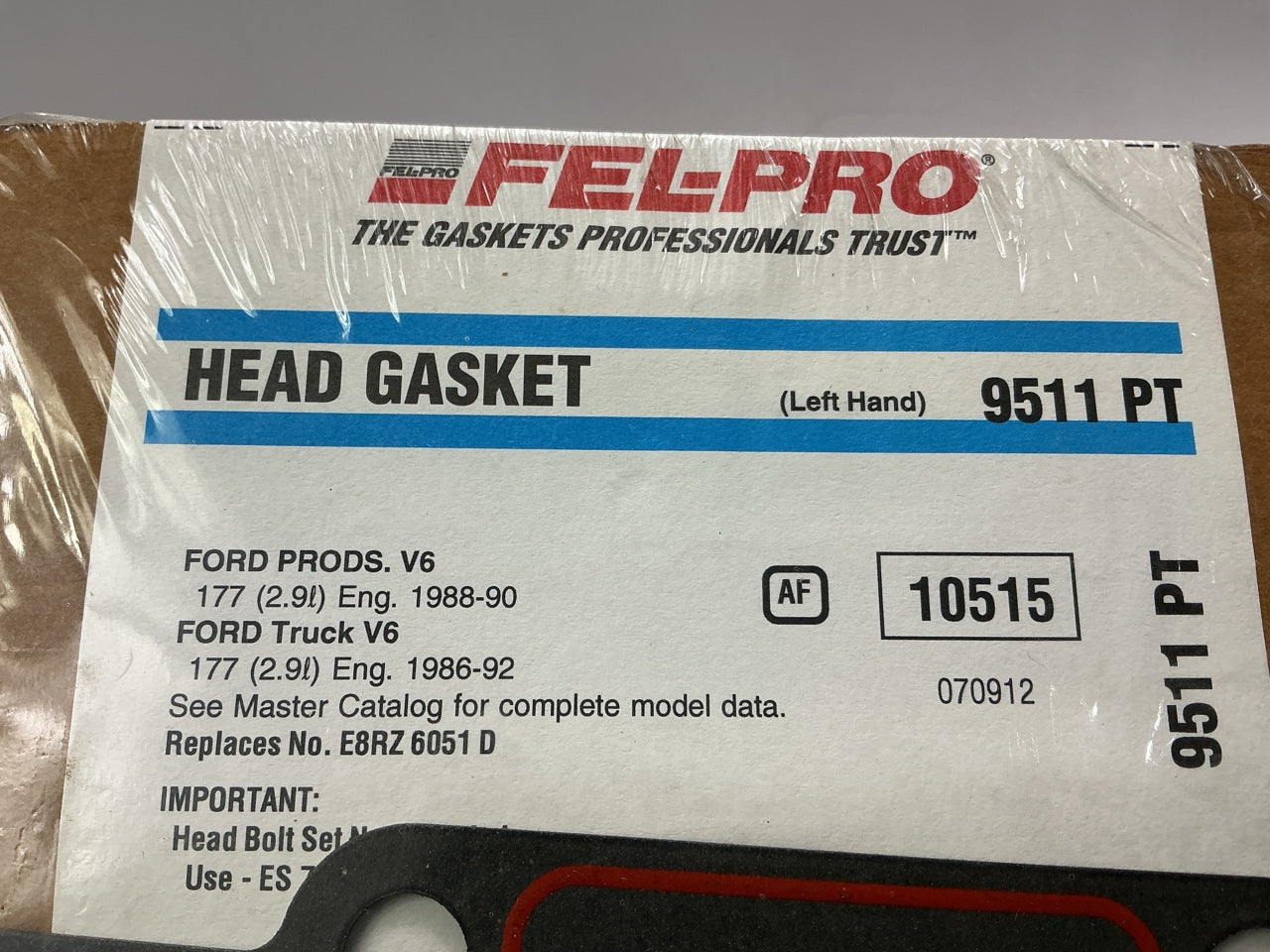Fel-pro Left & Right Side Cylinder Head Gasket 86-90 Bronco II 86-92 Ranger 2.9L