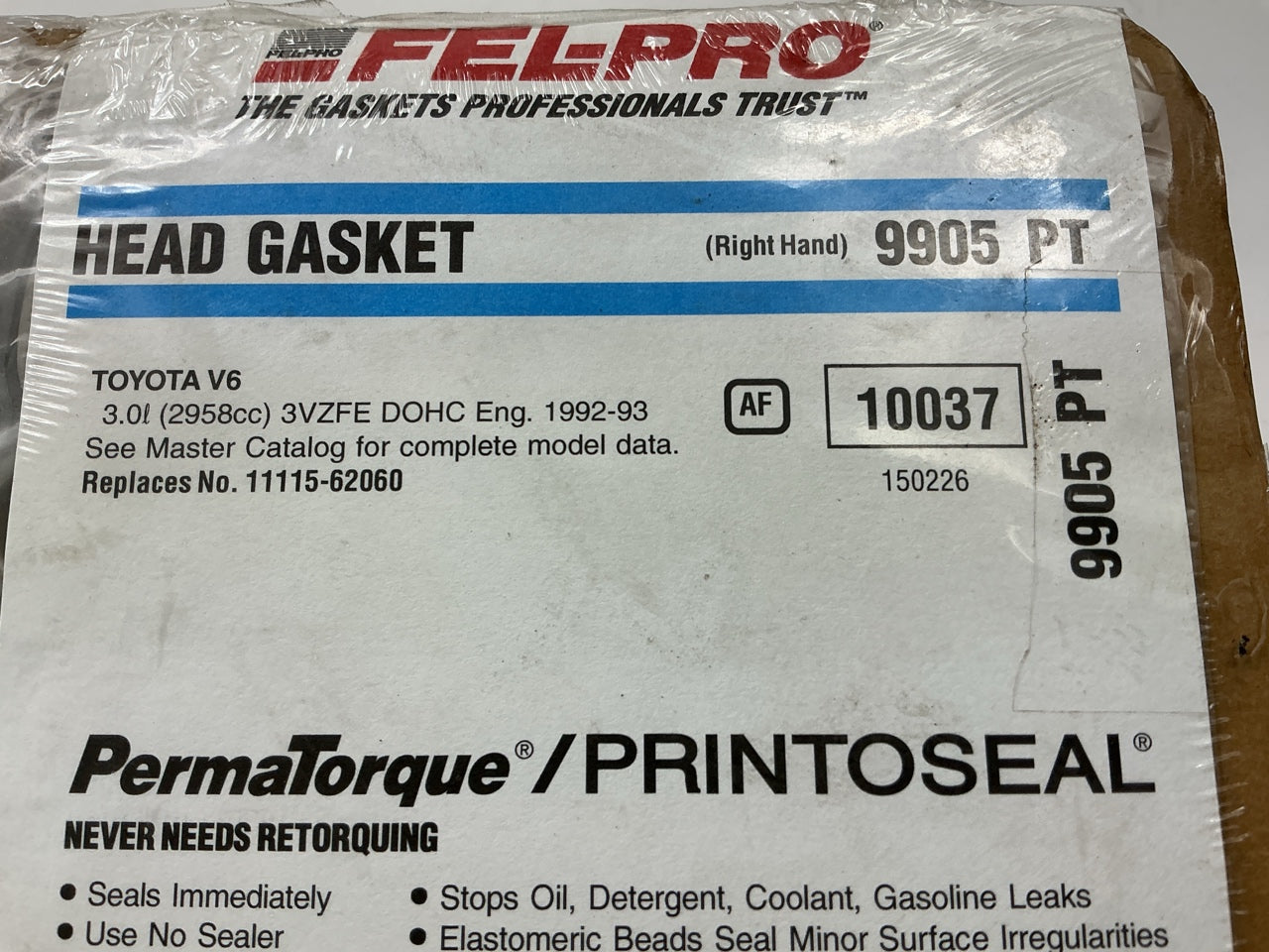 Fel-pro Left & Right Cylinder Head Gaskets 1992-1993 Toyota Camry, ES300 3.0L V6
