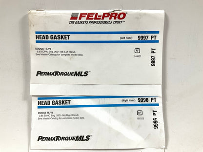 Fel-pro 9996PT 9997PT Right & Left Head Gaskets For 01-10 Chrysler 3.8L Minivan