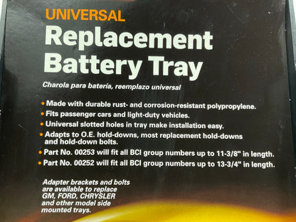 Deka 00253 Group 24 Battery Tray - 11-1/2'' X 8-1/2'' + 8''x1/4'' Hold Down J-bolts