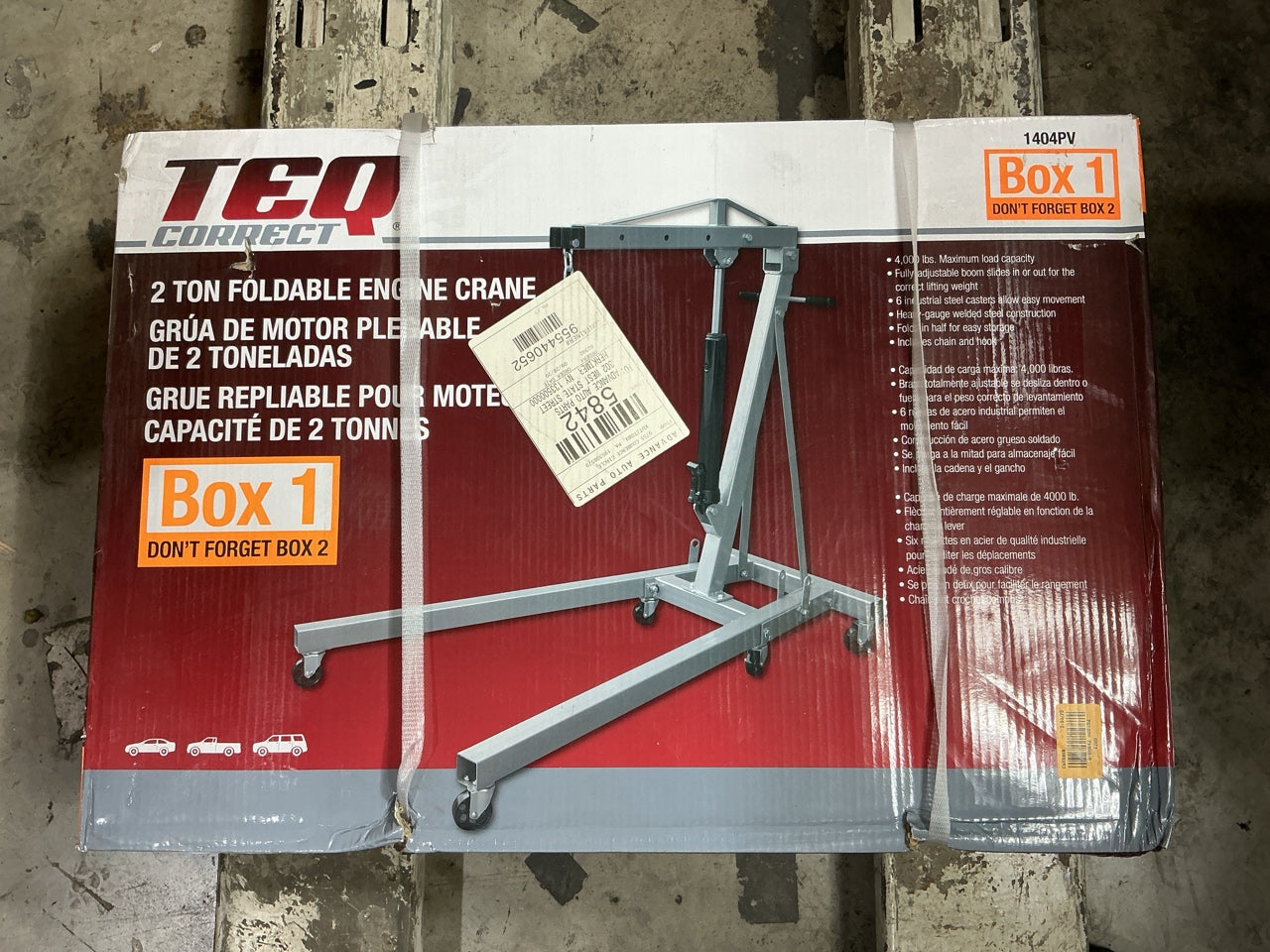 TEQ 2 Ton Foldable Engine Hoist, 4,000 Lbs Max Capacity