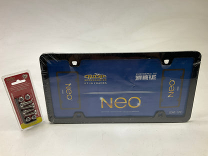 Cruiser 15050 Black Neo License Plate Frame + Locking Stainless Hardware Bolts