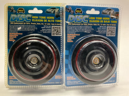 Wolo High & Low Tone Disc Horn Set 12-Volt 115 Decibels 360 Hz Two Terminal