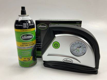Slime 40050 12V Tire Air Inflator Pump + Emergency Flat Tire Repair Sealant 14oz