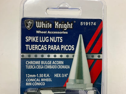 White Knight Chrome Lug Nuts 12MM -1.50 R. H. HEX: 3/4 Hex & Spikes - Set Of 20