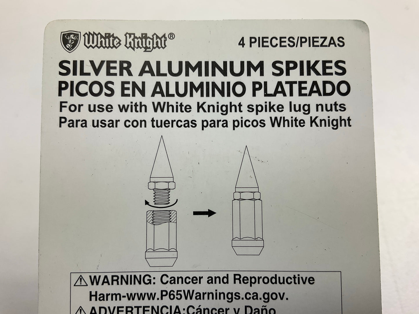 White Knight Chrome Lug Nuts 12MM -1.50 R. H. HEX: 3/4 Hex & Spikes - Set Of 20