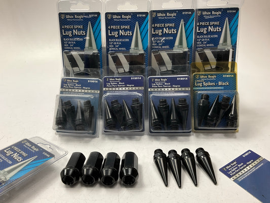 (20) White Knight 619144 Wheel Lug Nuts 1/2''-20 RH + Spike End Caps (Included)