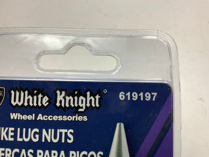 White Knight Black Lug Nuts 14MMX1.50 RH Thread, 3/4'' Hex & Spikes - Set Of 20